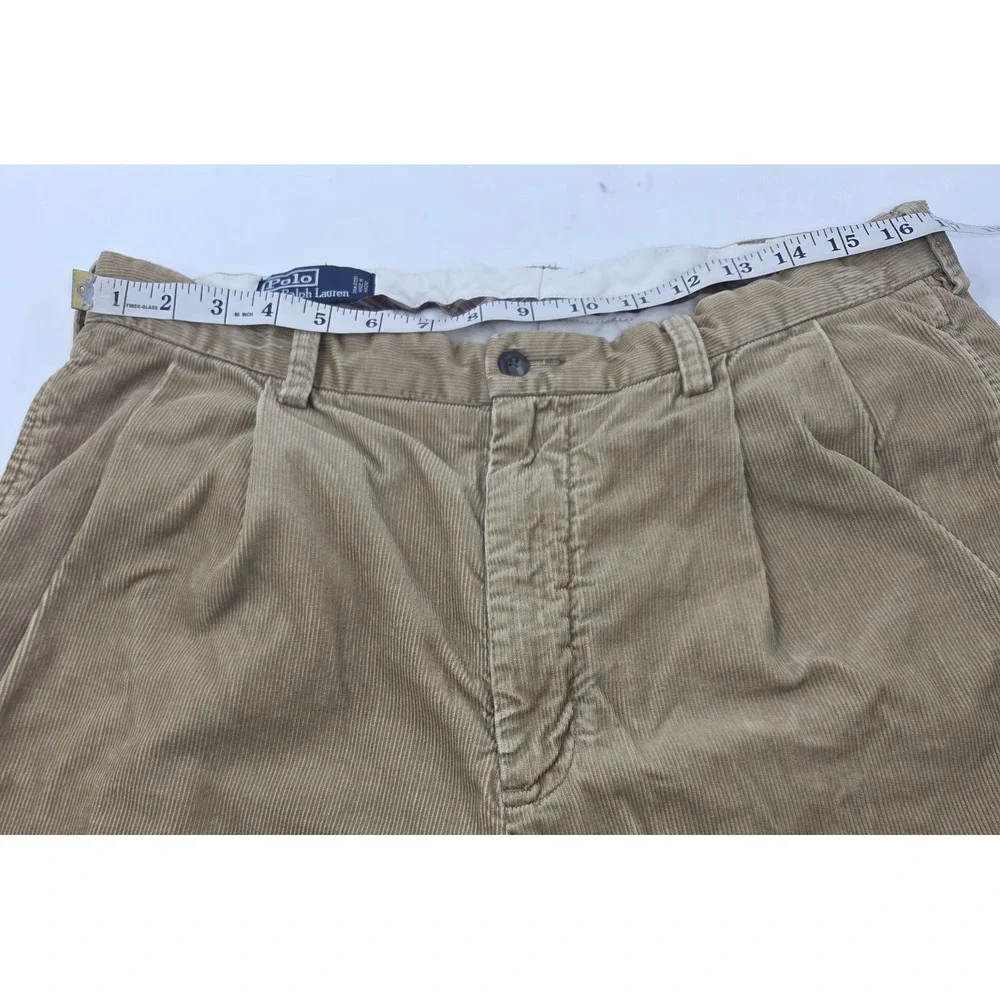 VINTAGE Polo Ralph Lauren Hammond Corduroy Pants Mens 35x30 Brown Double Pleated
